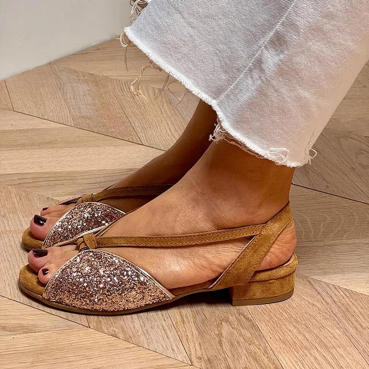 Signe™ | Peep-Toe Sandal med glitterdetaljer