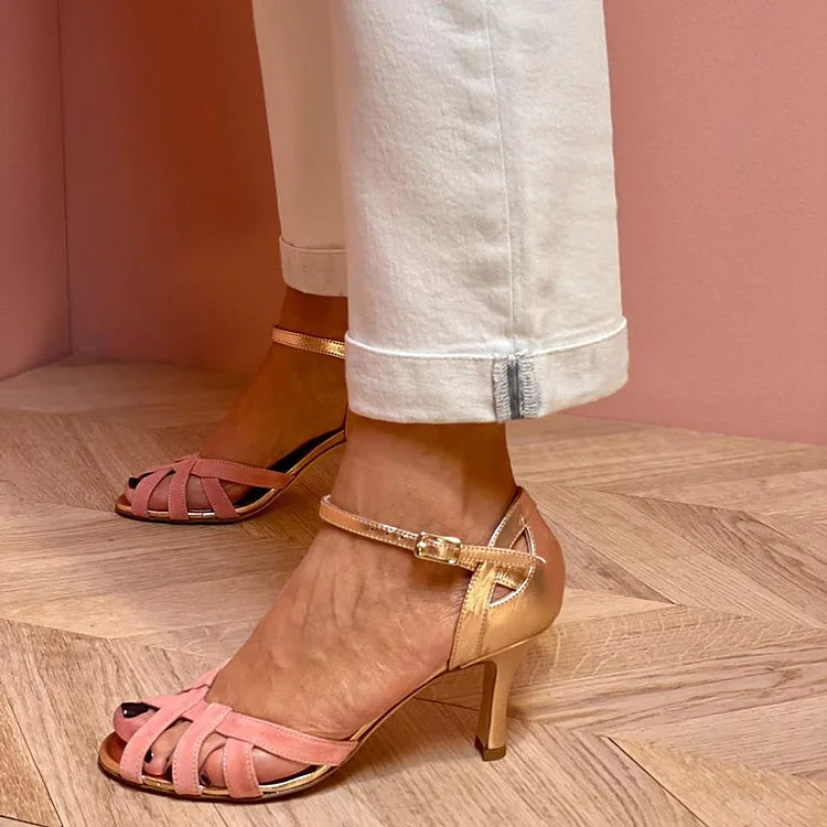 Joline™ | Peep-Toe-siffror med utökat band och färgblock