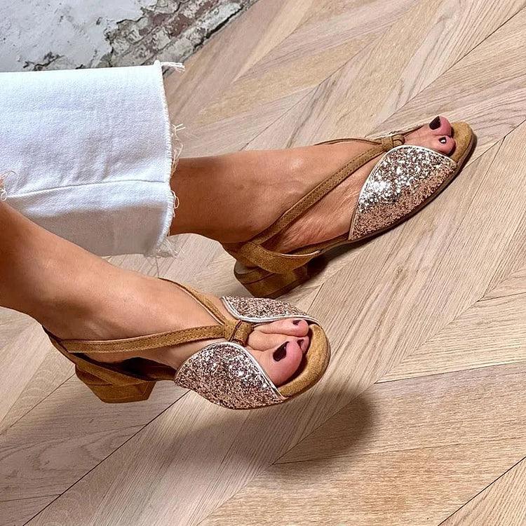 Signe™ | Peep-Toe Sandal med glitterdetaljer
