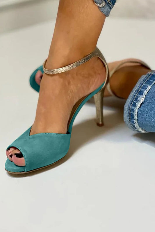 Nea™ | Peep-Toe stålklack med ankelrem och spänne