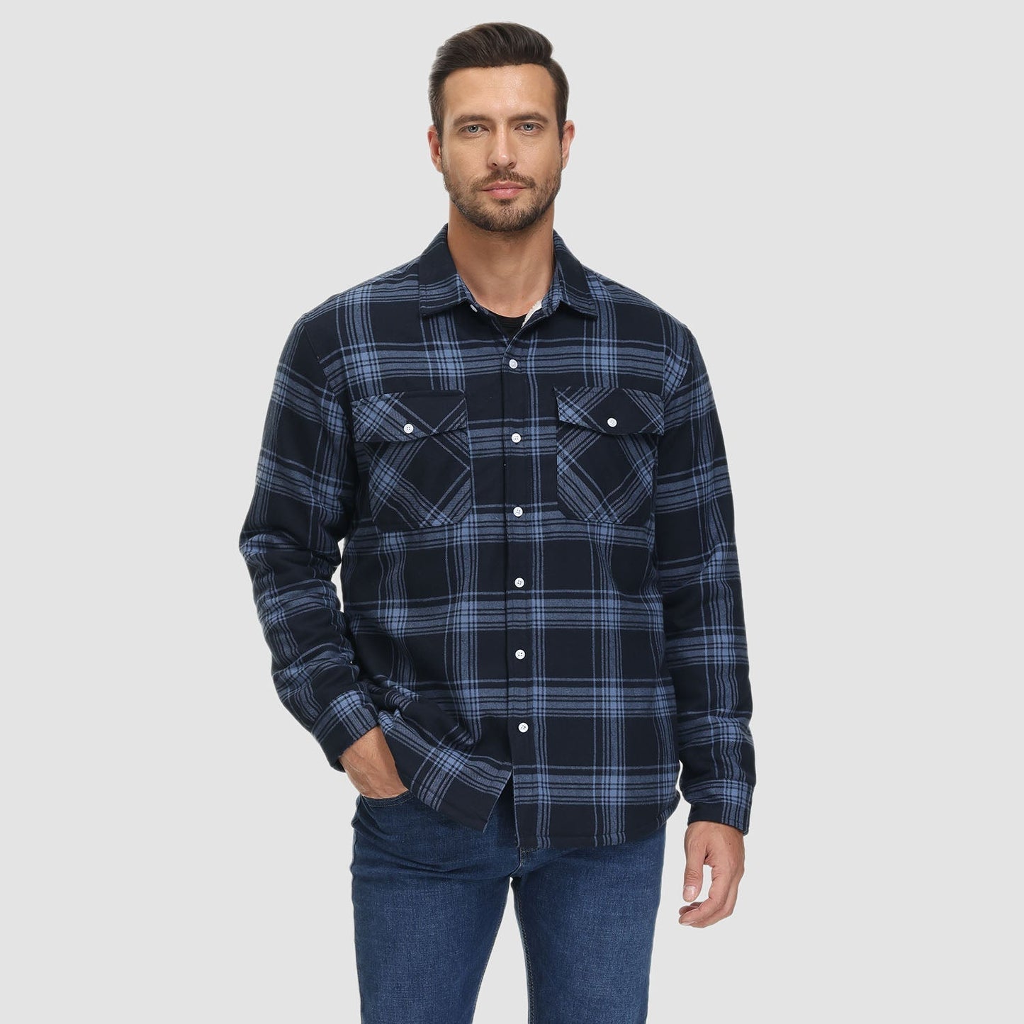 Pietro™ | Giacca camicia a quadri foderata